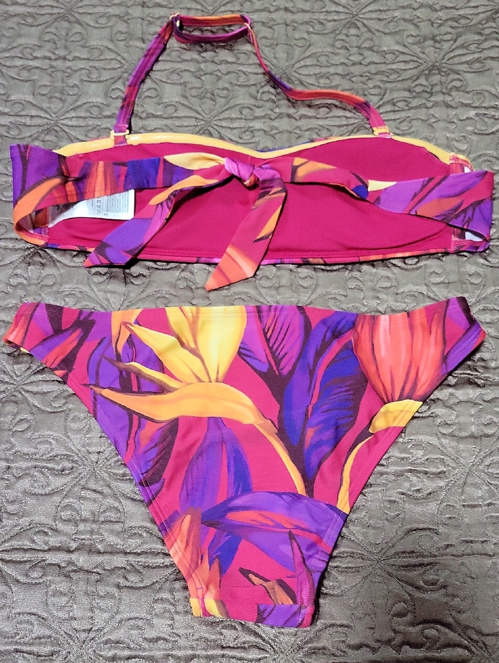 NWT- LIMITED EDITION Farm Rio + Adidas Tropical Print ‘Neck-Holder’ Bikini - Picture 5 of 7